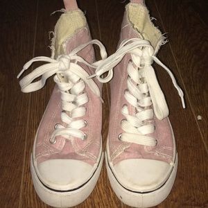 Rose gold color high top shoes